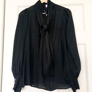 S - Zara woman silky pussywillow bow blouse